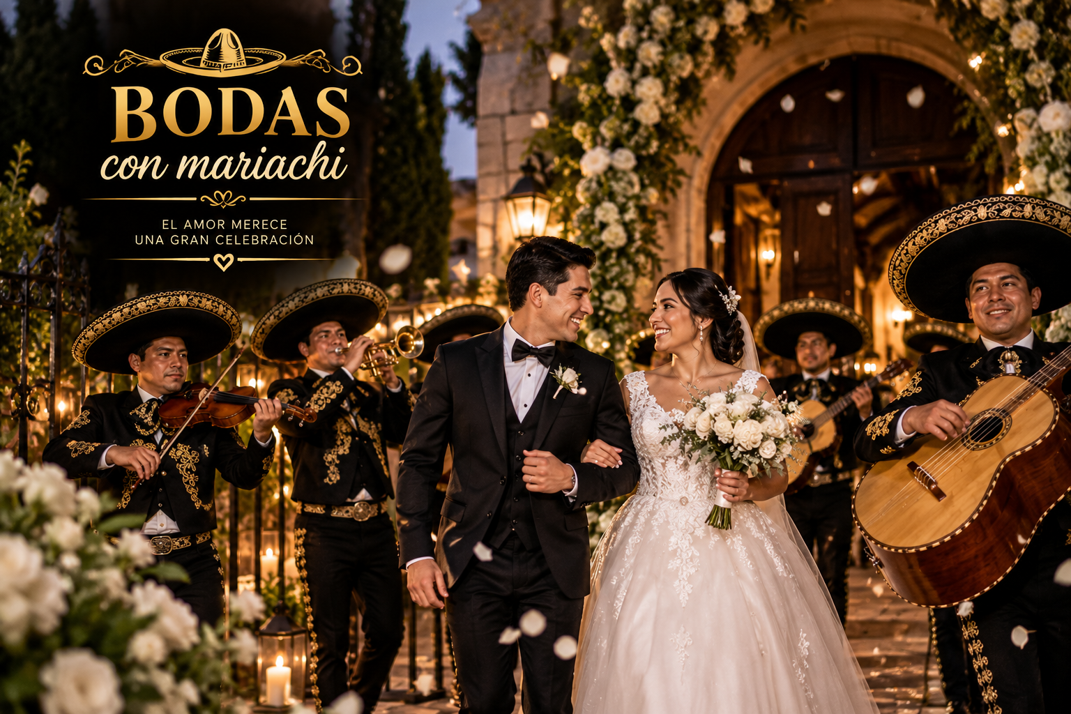 Pareja de novios celebrando su boda